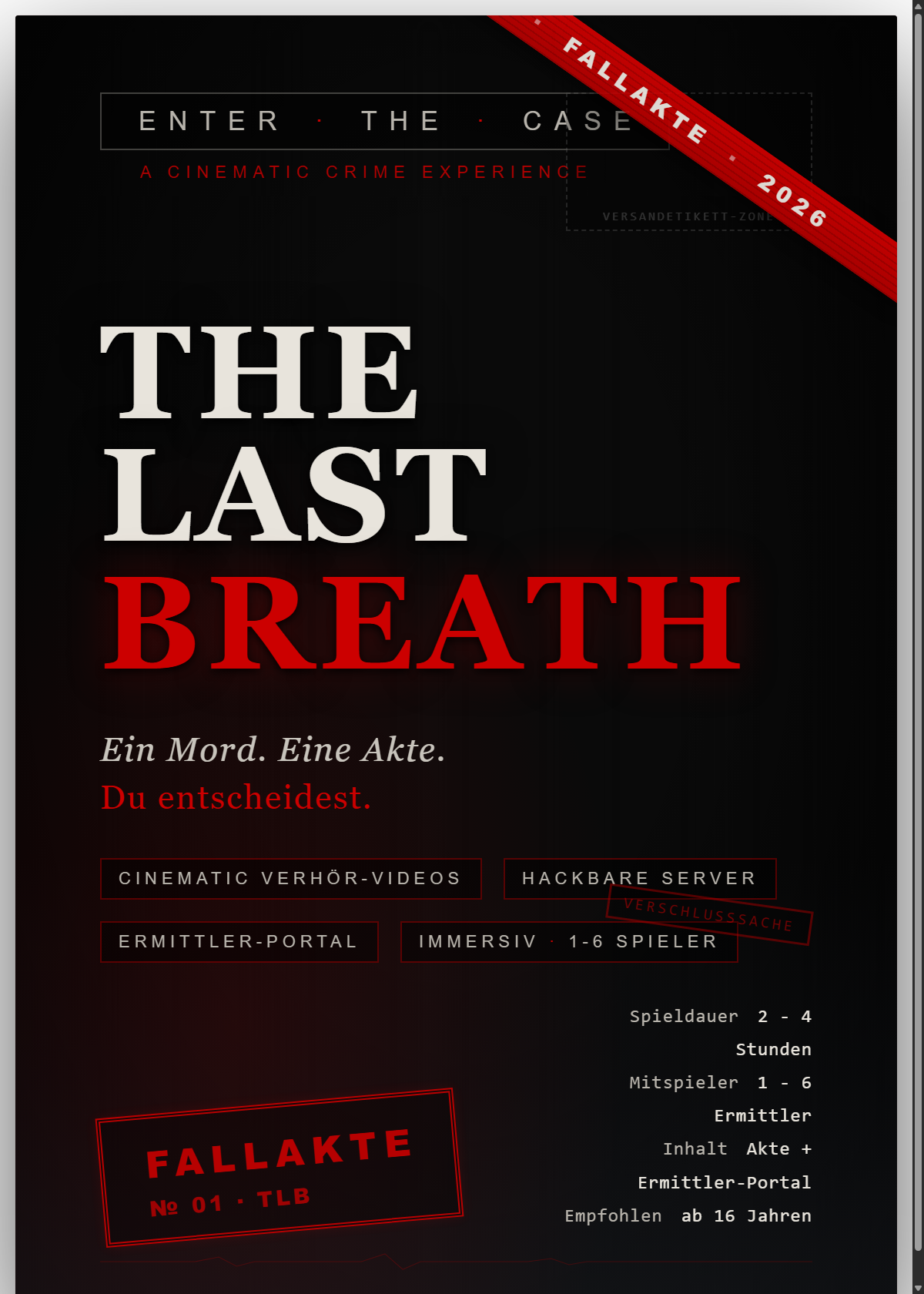 THE LAST BREATH - Fallakte No. 01 - Enter the Case - Cinematic Crime Experience